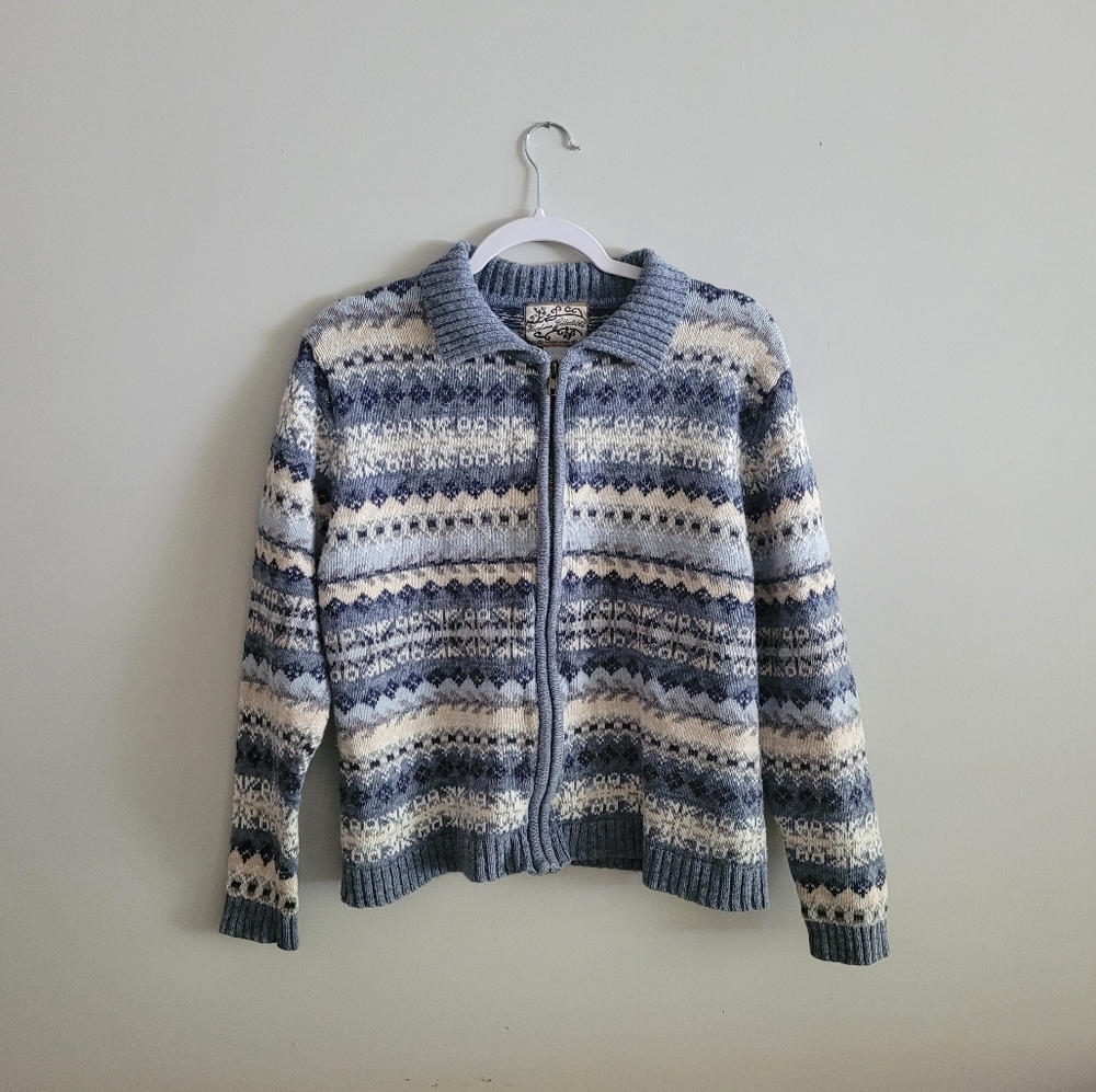 Vintage Blue Cotton Knit Jacket